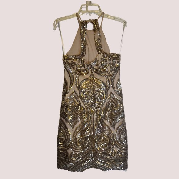 Gold Squence Elegant Dress - Picture 2 of 3